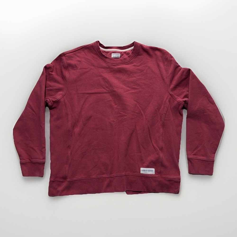 Life Is Good Men XL Red Sweatshirt Cotton Long Sleeve Pullover Casual Outdoors